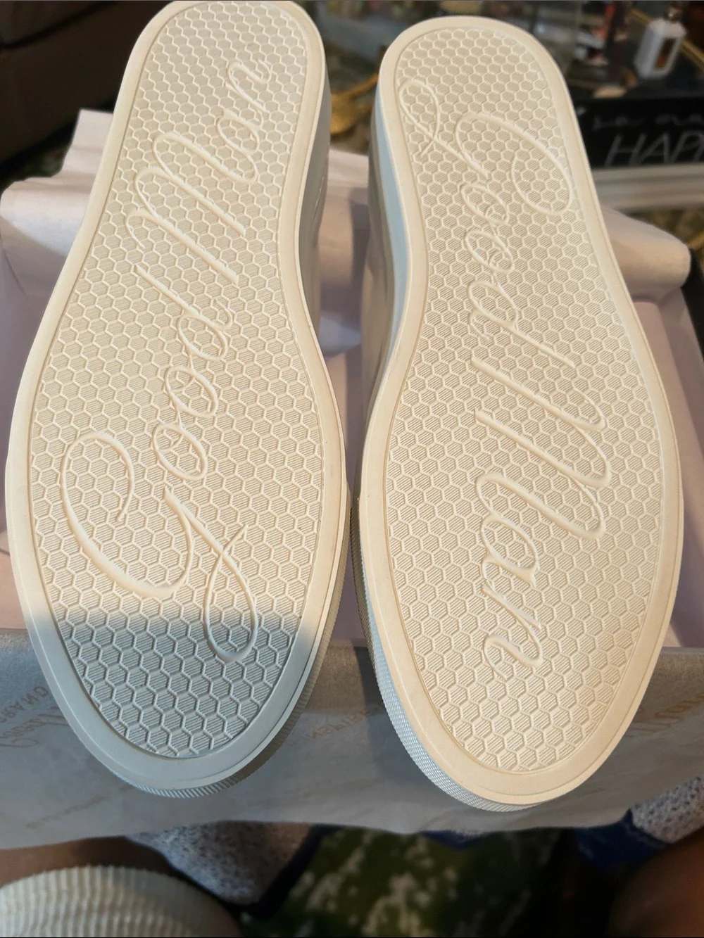 Good Man Brand White Low-Top Sneakers with Rose Gold Eyelets